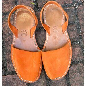 Calaxini Made in Spain Leather Avarca Sandals Orange Suede 39 (US 8.5–9)